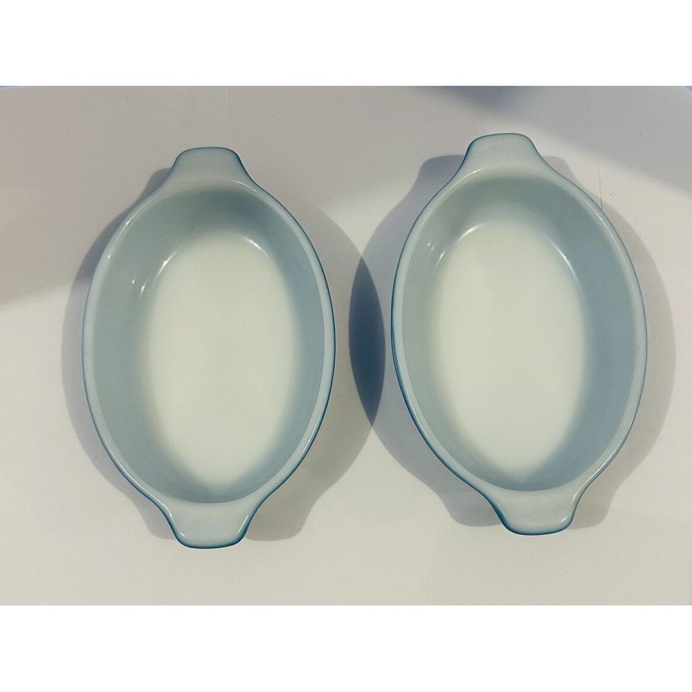Vintage PYREX Tableware Corning  700  Oval Dish  10 oz.  BLUE  Overall  7x4 inch - Picture 5 of 7